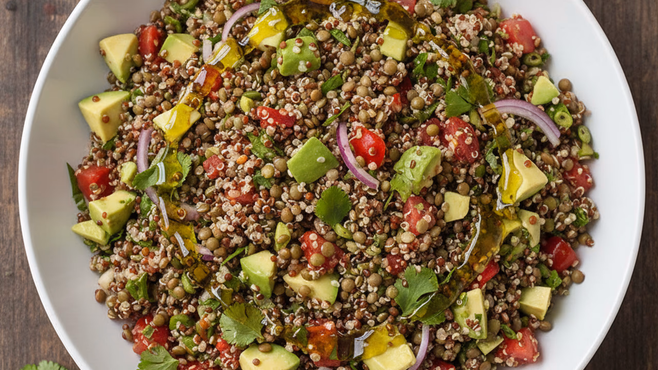 Ensalada de Lentejas con Quinoa y Aguacate
