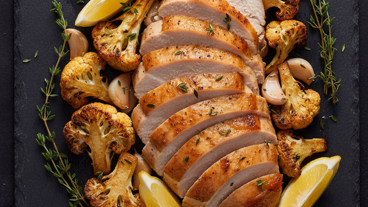 Pechuga de Pavo al Horno con Coliflor Rostizada