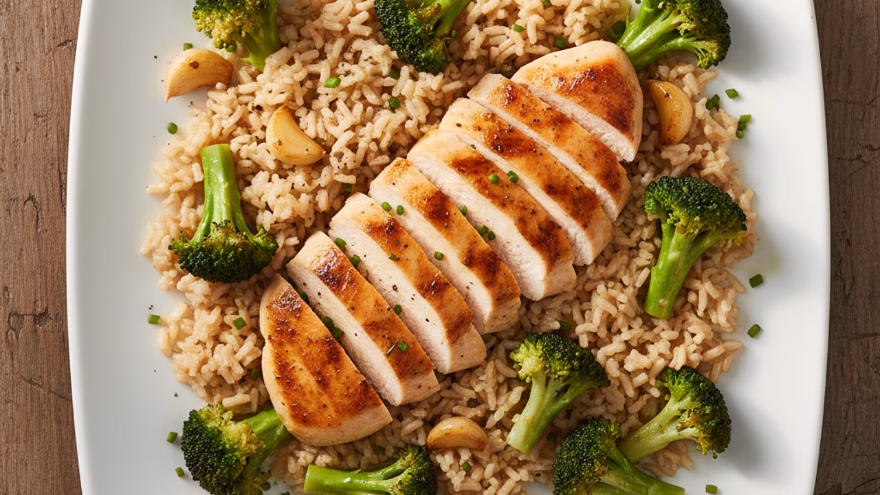 Pollo con arroz y brócoli