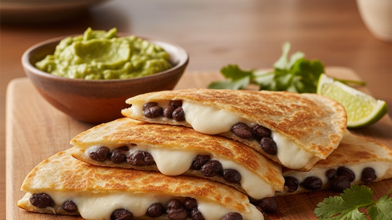 Quesadilla de Frijol Negro con Queso Mozzarella