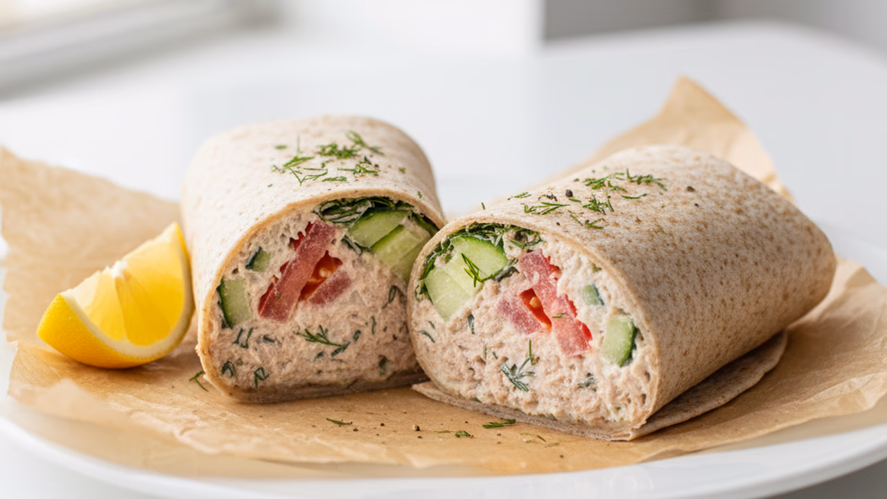 Wrap de Atún con Yogur Griego y Pepino